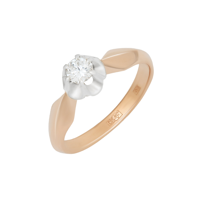 Кольцо из золота 583 пробы c бриллиантом