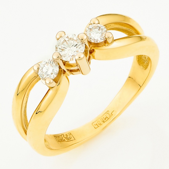 Кольцо из желтого золота 750 пробы c 3 бриллиантами, Л20100672 за 81900