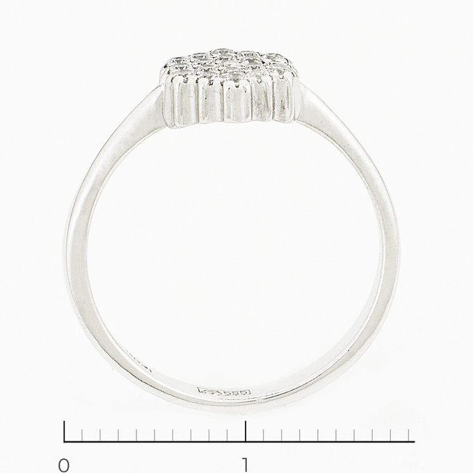 Кольцо из белого золота 585 пробы c фианитами