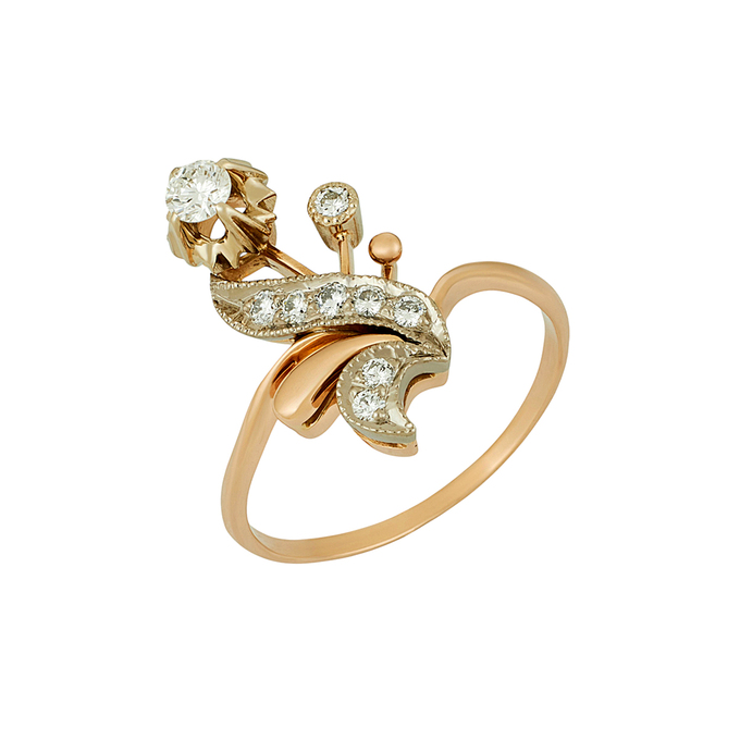 Кольцо из золота 585 пробы c бриллиантами