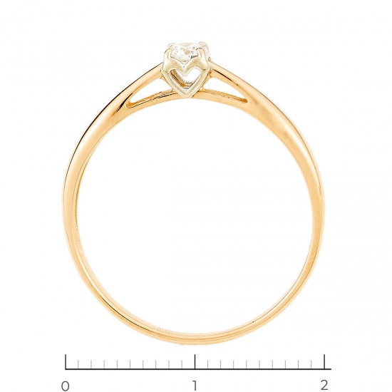 Кольцо из комбинированного золота 585 пробы c 1 бриллиантом, Л47088588 за 8015