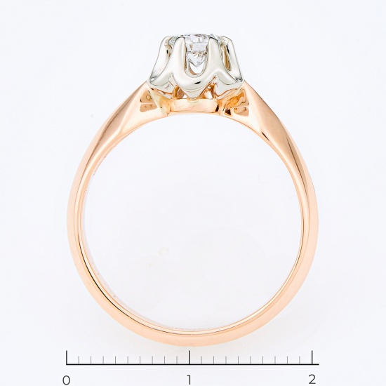 Кольцо из комбинированного золота 583 пробы c 1 бриллиантом, Л24130603 за 72415