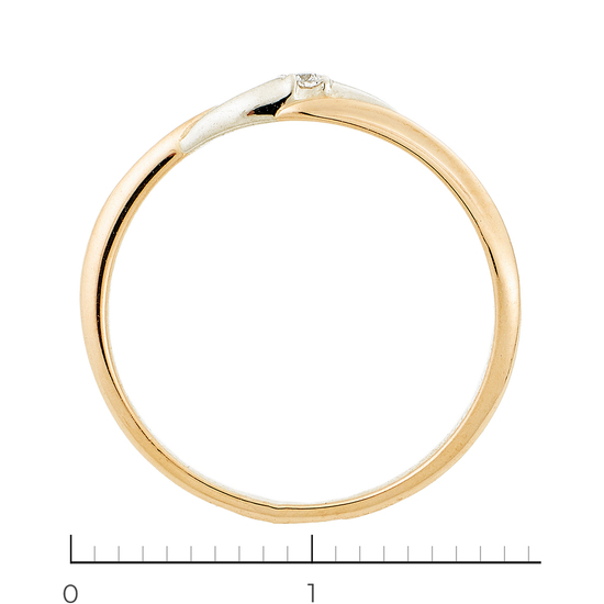 Кольцо из комбинированного золота 585 пробы c 1 бриллиантом, Л29123594 за 6250