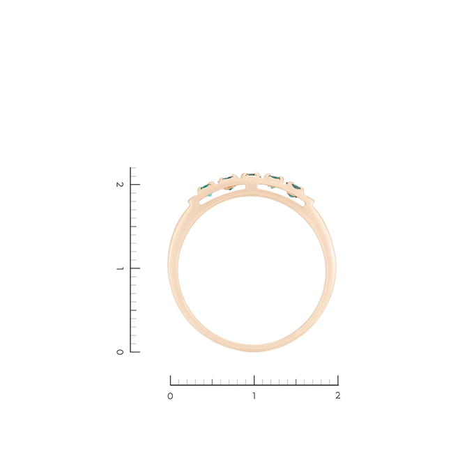 Кольцо из золота 585 пробы c 5 изумрудами