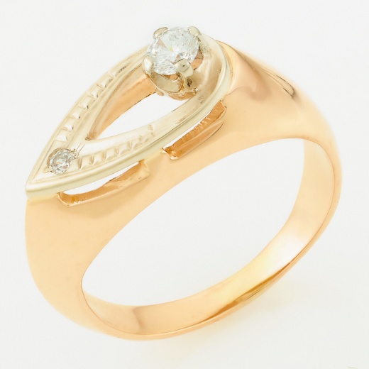 Кольцо из комбинированного золота 585 пробы c фианитами Л20035342 фото 1
