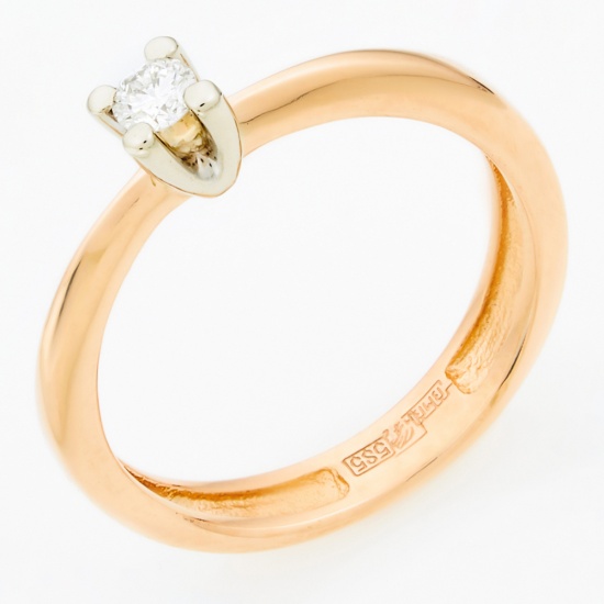 Кольцо из комбинированного золота 585 пробы c 1 бриллиантом, Л19105082 за 14004