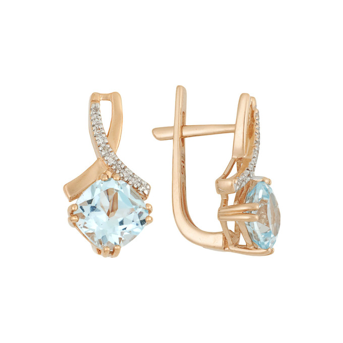 Серьги из золота 585 пробы с топазами и бриллиантами, Л 5704 0377 за 30200