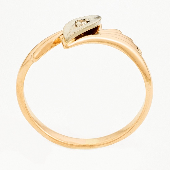 Кольцо из комбинированного золота 585 пробы c 1 бриллиантом, Л76007008 за 9675