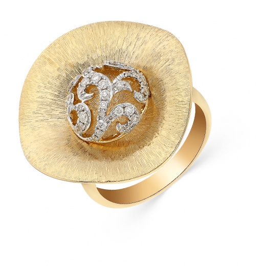 Кольцо из комбинированного золота 585 пробы c 38 бриллиантами 060155 фото 1