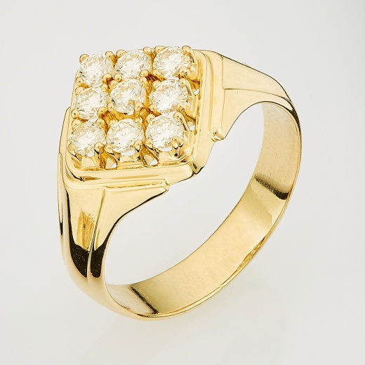 Кольцо из желтого золота 750 пробы c 9 бриллиантами Л28062964 фото 1