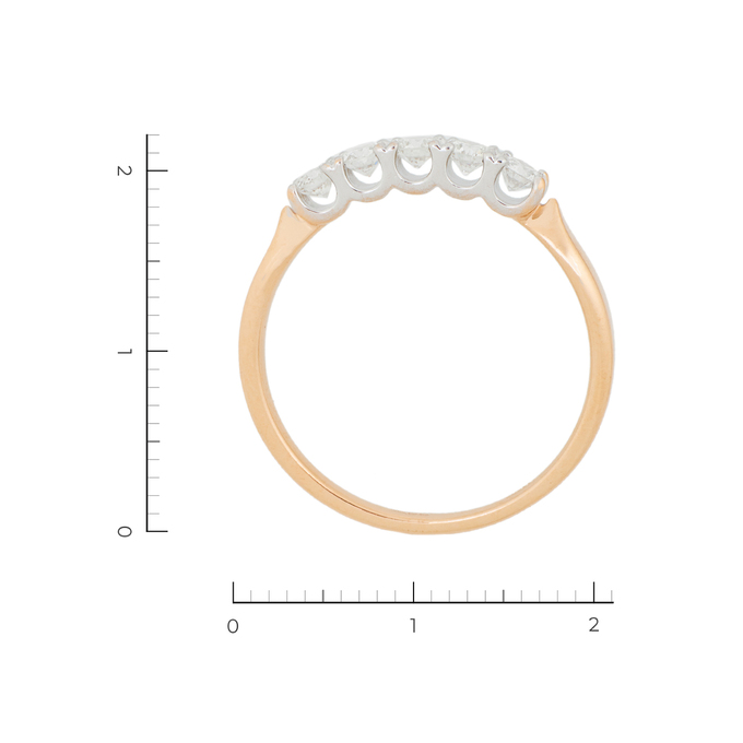 Кольцо из комбинированного золота 585 пробы c 5 бриллиантами, Л 0514 3632 за 63600