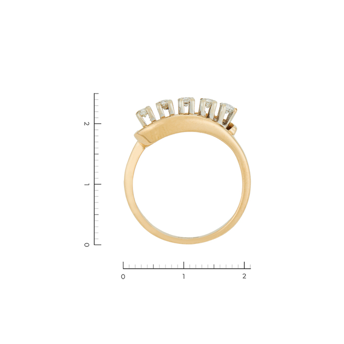 Кольцо из комбинированного золота 585 пробы c 5 бриллиантами, Л 2409 0076 за 64000