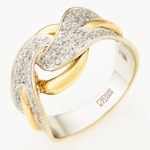 Кольцо из комбинированного золота 585 пробы c 60 бриллиантами Л52067351 фото 1