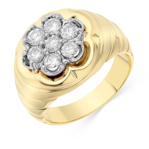 Кольцо из желтого золота 500 пробы c 7 бриллиантами 078525 фото 1