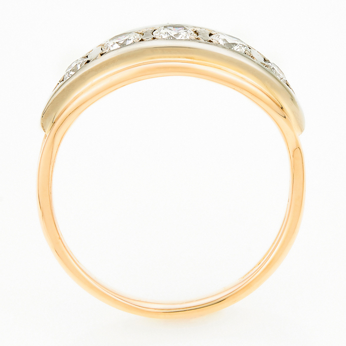 Кольцо из комбинированного золота 583 пробы c 5 бриллиантами