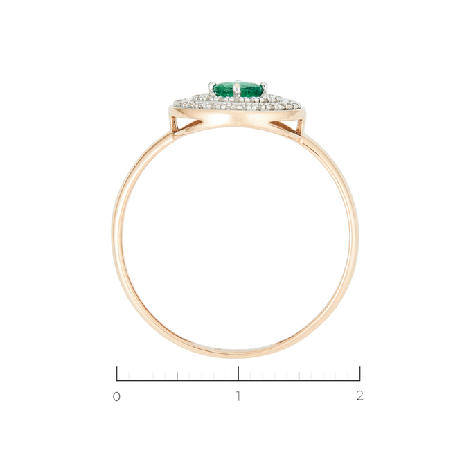 Кольцо из золота 585 пробы c 44 бриллиантами и 1 изумрудом, Л 0514 6947 за 22000