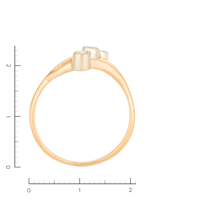 Кольцо из золота 585 пробы c 3 бриллиантами