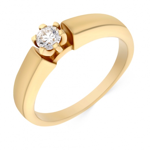 Кольцо из желтого золота 585 пробы c 1 бриллиантом, 025541 за 21 800 ₽
