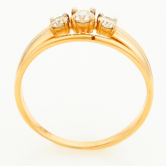 Кольцо из красного золота 585 пробы c 3 бриллиантами, Л37055797 за 11165