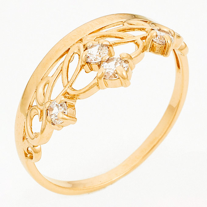 Кольцо из красного золота 585 пробы c фианитами