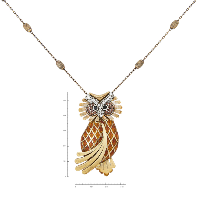Колье из серебра 925 пробы с цирконами и эмалью, Л 2813 5840 за 37000