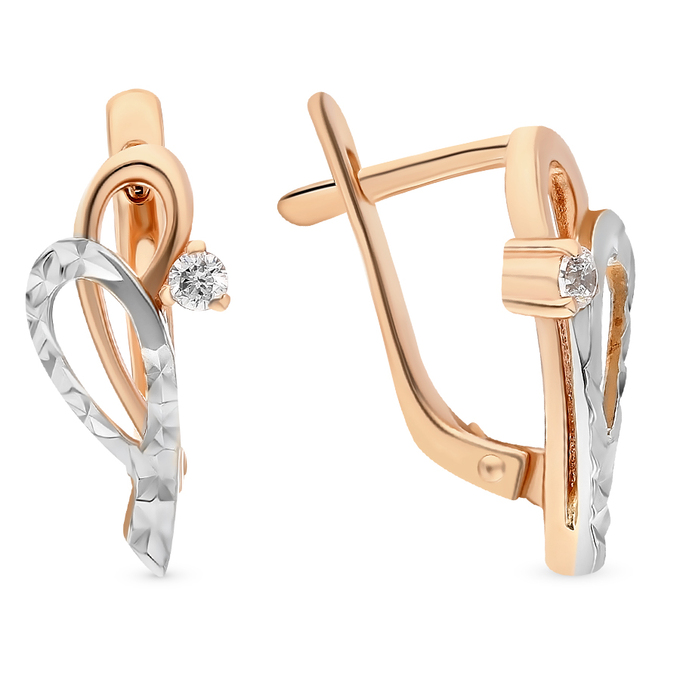 Серьги из золота 585 пробы c фианитами