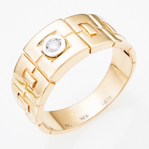 Кольцо из комбинированного золота 585 пробы c 1 бриллиантом Л57024568 фото 1
