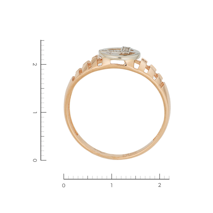 Кольцо из комбинированного золота 585 пробы c 7 бриллиантами
