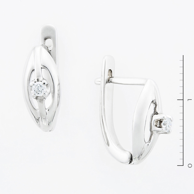 Серьги из золота 585 пробы c 2 бриллиантами