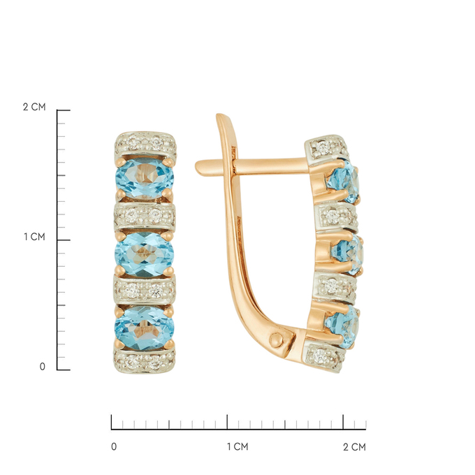 Серьги из золота 585 пробы c топазами и фианитами, Ц О007 1929 за 38720