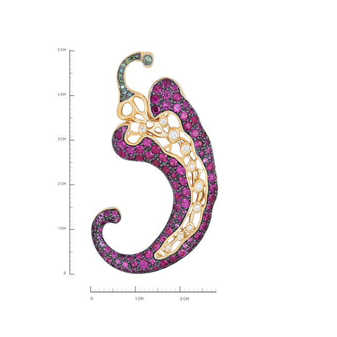 Подвеска из золота 750 пробы c бриллиантами и рубинами, Л 2811 4222 за 180000