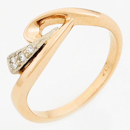 Кольцо из комбинированного золота 585 пробы c 3 бриллиантами, Л09098547 за 14940
