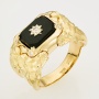 Кольцо из желтого золота 750 пробы c 5 бриллиантами и 1 ониксом 132347 фото 1