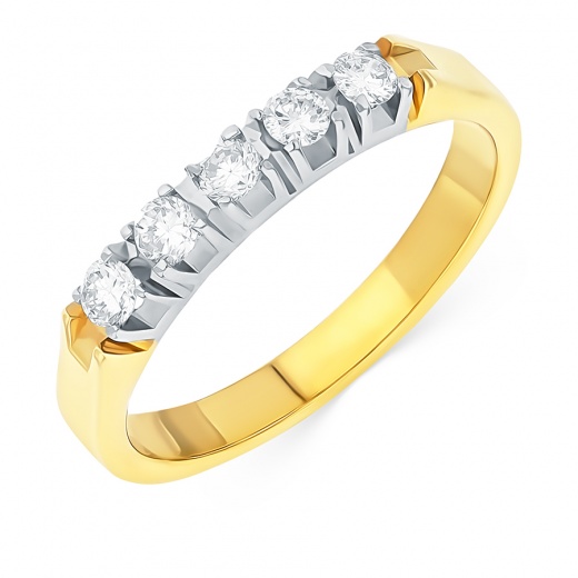 Кольцо из комбинированного золота 750 пробы c 5 бриллиантами 091731 фото 1
