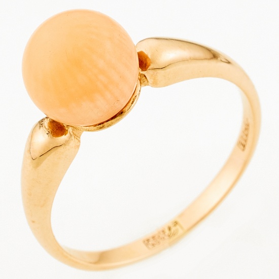 Кольцо из красного золота 585 пробы c 1 кораллом