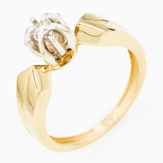 Кольцо из комбинированного золота 585 пробы c 1 бриллиантом Л66010939 фото 1