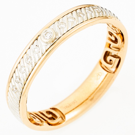 Кольцо из комбинированного золота 585 пробы c 11 бриллиантами, Л18109833 за 12950