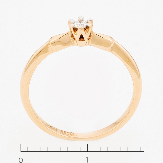 Кольцо из комбинированного золота 585 пробы c 1 бриллиантом, Л08081717 за 6950