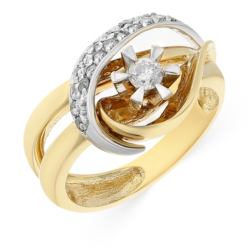 Кольцо из комбинированного золота 750 пробы c 18 бриллиантами Л59004269 фото 1
