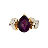 Кольцо из золота 585 пробы c аметистом, бриллиантами и синтетическими камнями