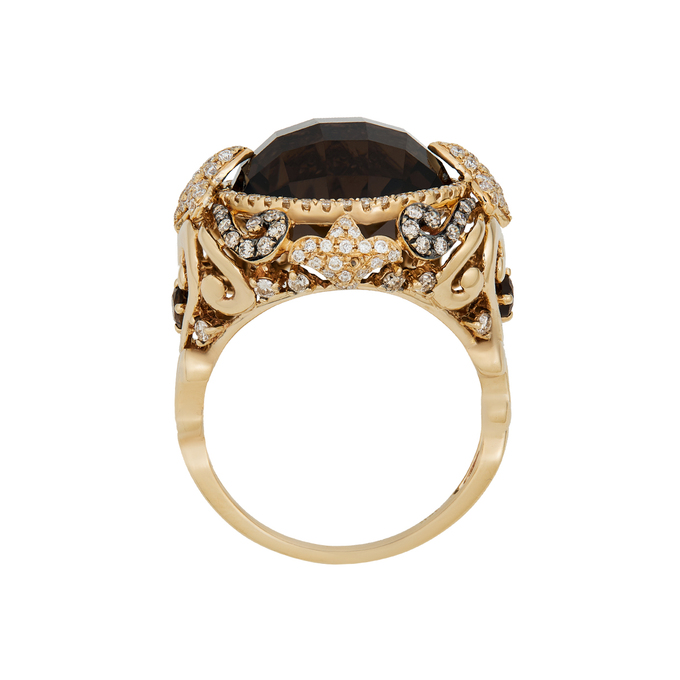 Кольцо из золота 585 пробы c раухтопазами и бриллиантами, Л 2811 9098 за 148000