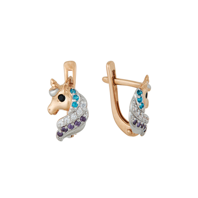 Серьги из золота 585 пробы c синт.камнями