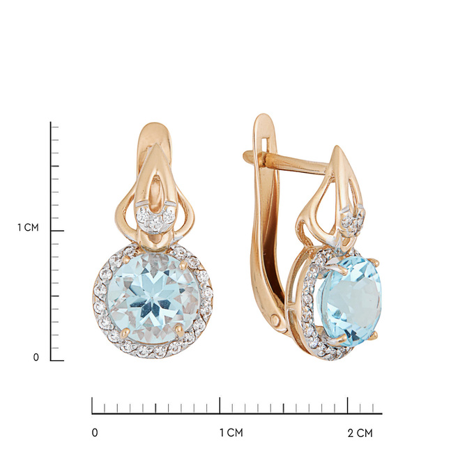 Серьги из золота 585 пробы с топазами и фианитами, Л 4508 0281 за 30600