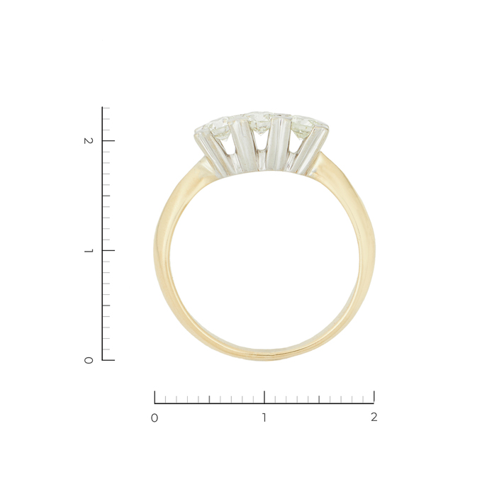 Кольцо из комбинированного золота 585 пробы c 3 бриллиантами, Л 3207 6327 за 58200