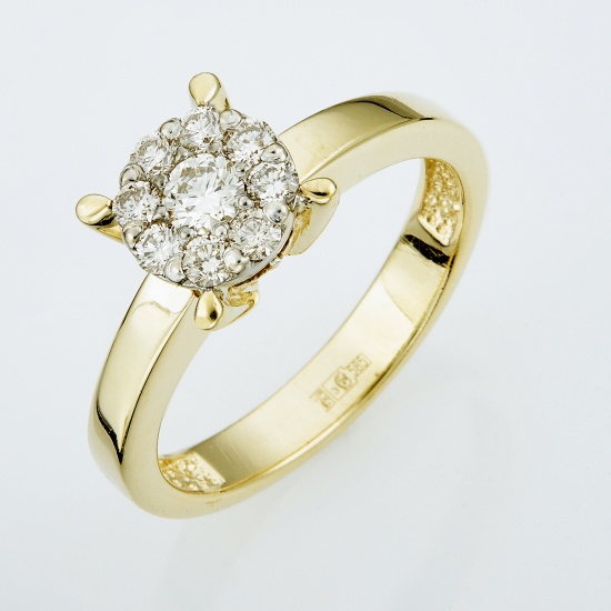Кольцо из комбинированного золота 585 пробы c 9 бриллиантами, Л30109494 за 73150