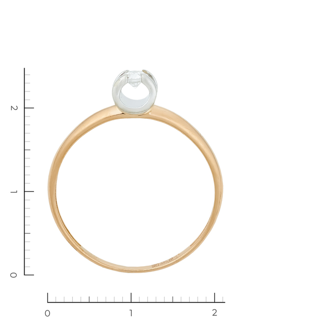 Кольцо из комбинированного золота 585 пробы c 1 бриллиантом, Л 6002 1589 за 20340