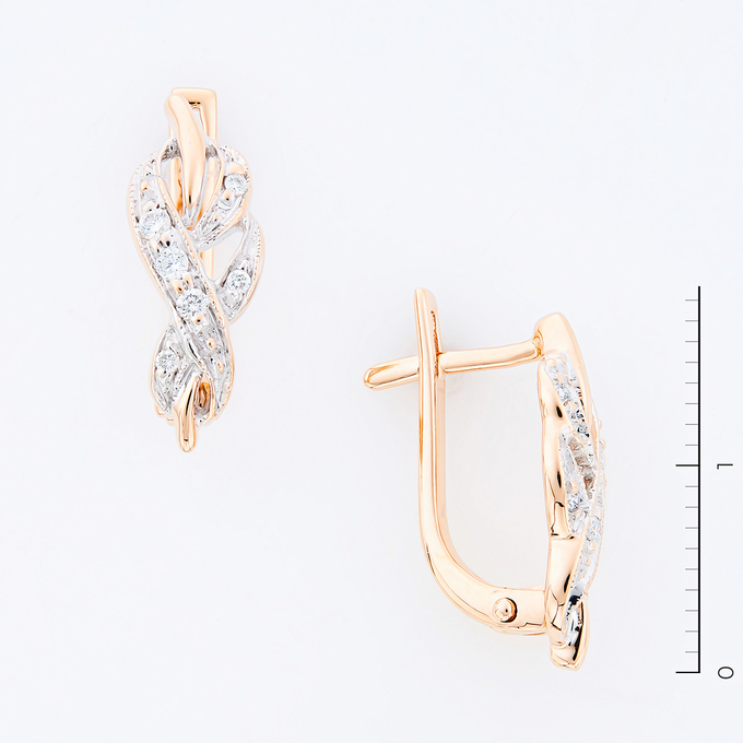 Серьги из золота 585 пробы c 12 бриллиантами
