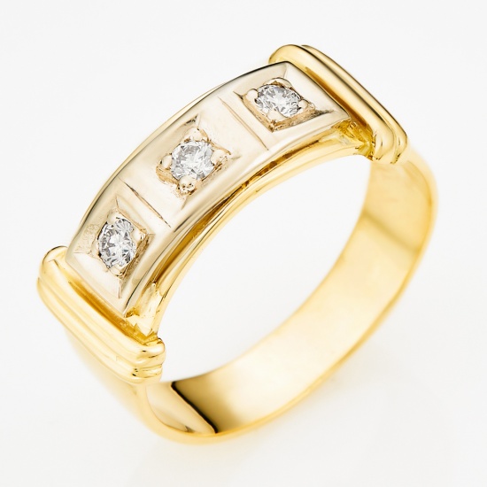 Кольцо из комбинированного золота 750 пробы c 3 бриллиантами