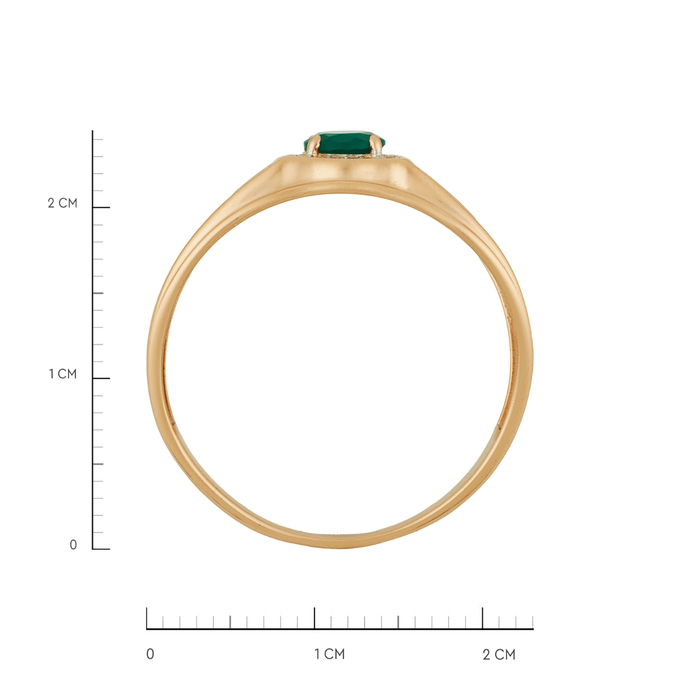 Кольцо из золота 585 пробы c хризопразом и фианитами