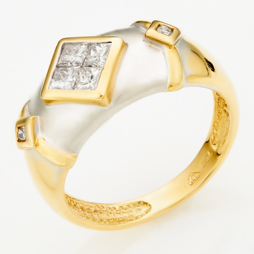 Кольцо из комбинированного золота 750 пробы c 6 бриллиантами Л75008815 фото 1